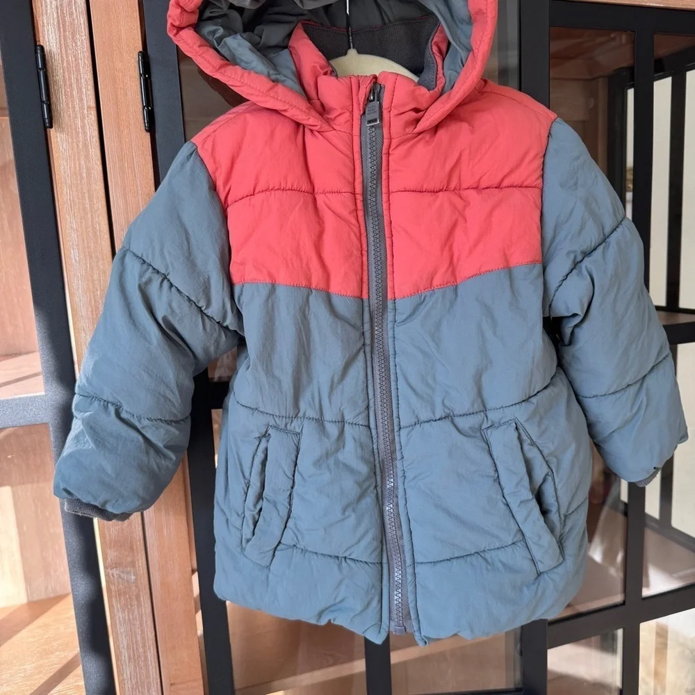 Zara Kids puffer jacket zip up hooded toddler boys fleece lined zipper